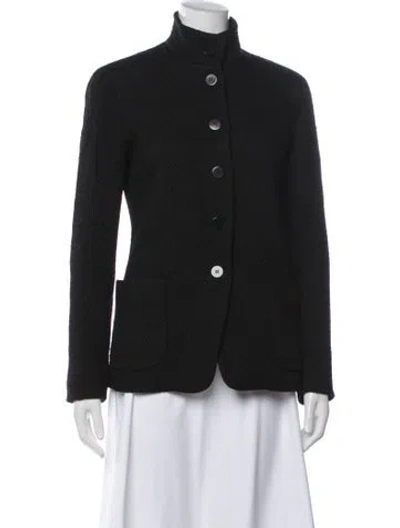 Pre-owned Donna Karan Tweed Pattern Blazer In Black