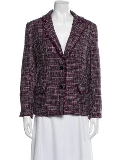 Pre-owned Donna Karan Tweed Pattern Blazer In Purple