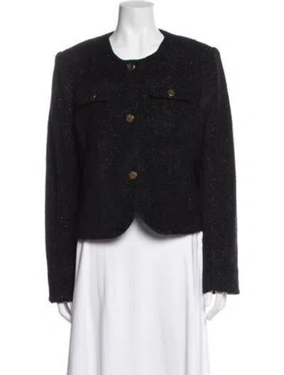 Pre-owned Donna Karan Tweed Pattern Jacket In Black