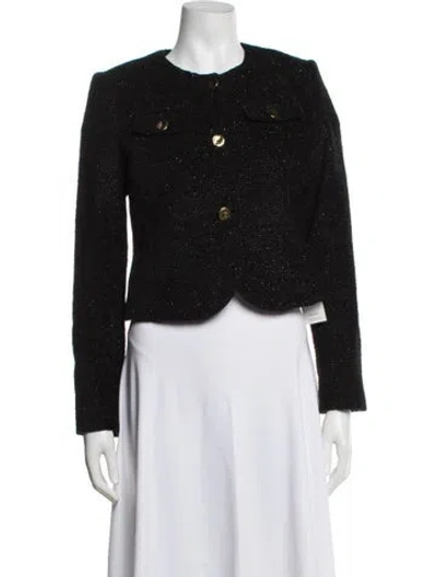 Pre-owned Donna Karan Tweed Pattern Jacket In Black