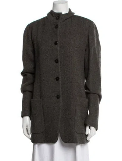Pre-owned Donna Karan Tweed Pattern Jacket In Green
