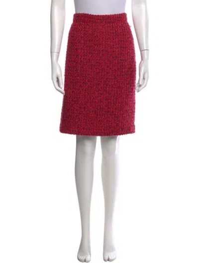 Pre-owned Donna Karan Tweed Pattern Knee-length Skirt In Red