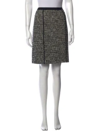 Pre-owned Donna Karan Tweed Pattern Mini Skirt In White