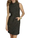 Donna Karan New York Button Detail Tweed Sheath Dress In Black/cream