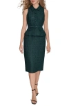 Donna Karan Tweed Top & Midi Skirt Set In Black
