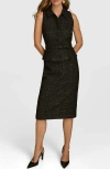 Donna Karan New York Belted Tweed Shirtdress In Black