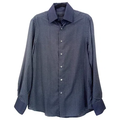 Pre-owned Donna Karan Unusual  Mens Sheer Burnout Dot Shirt In Purple