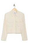Donna Karan Utility Linen Blend Crop Jacket In Light City Khaki