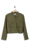 Donna Karan Utility Linen Blend Crop Jacket In Utility Green