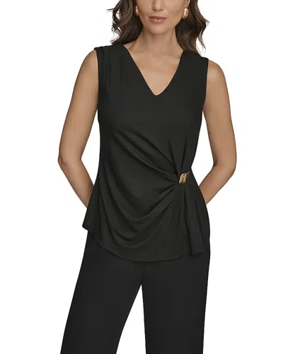Donna Karan V Neck Sleeveless Top In Black