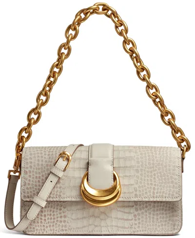 Donna Karan Valley Stream Embossed Croco Shoulder In Neutral