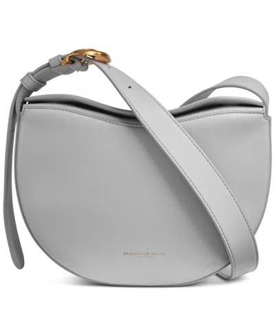 Donna Karan Valley Stream Leather Buckle Crossbody With Adjustable Strap In Mother Of Pearl Grey
