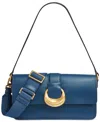Donna Karan Valley Stream Leather Buckle Shoulder With Removable Strap In Blue