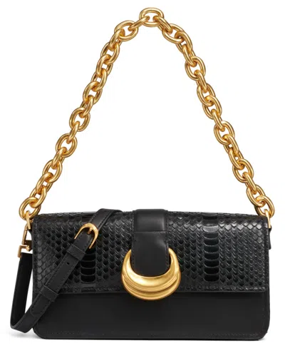Donna Karan Valley Stream Skipper Snake Shoulder Bag In Black,gold
