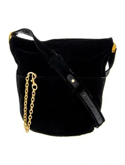 Pre-owned Donna Karan Velvet Bucket Bag In Black