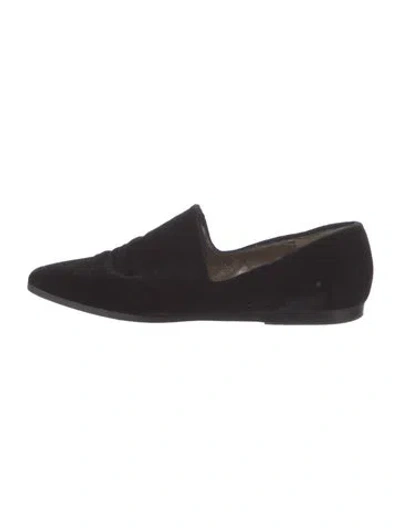 Pre-owned Donna Karan Velvet Loafers In Black