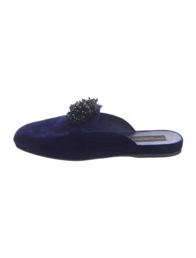 Pre-owned Donna Karan Velvet Mules In Blue