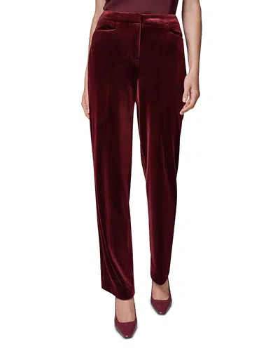 Donna Karan Velvet Straight Leg Pants In Red