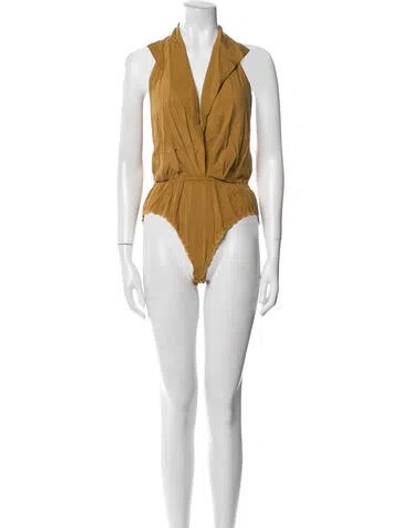 Pre-owned Donna Karan Vintage 1990's Bodysuit In Yellow