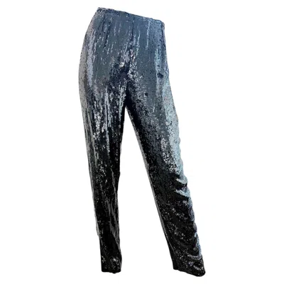 Pre-owned Donna Karan Vintage 1990s 90s Black Sequin High Rise Tapered Evening Dress Pants