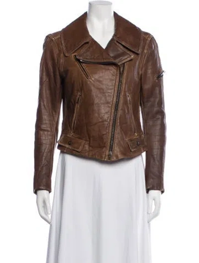 Pre-owned Donna Karan Vintage 2000's Biker Jacket In Brown