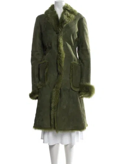 Pre-owned Donna Karan Vintage 2000's Faux Fur Coat In Green