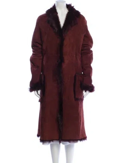 Pre-owned Donna Karan Vintage 2000's Fur Coat In Burgundy