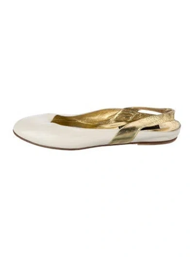 Pre-owned Donna Karan Vintage Leather Slingback Flats In Yellow