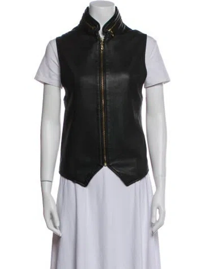 Pre-owned Donna Karan Vintage Leather Vest In Gray