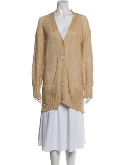 Pre-owned Donna Karan Vintage Linen Sweater In Gold/neutrals