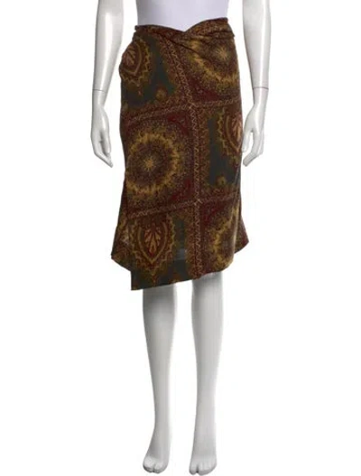 Pre-owned Donna Karan Vintage Midi Length Skirt In Brown/green