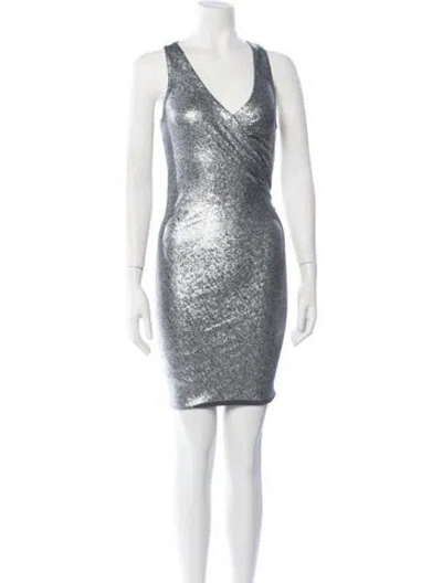 Pre-owned Donna Karan Vintage Mini Dress In Grey/metallic