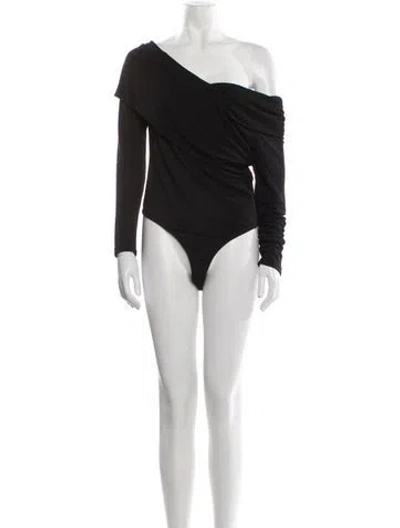 Pre-owned Donna Karan Vintage Off-the-shoulder Bodysuit In Black