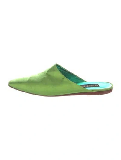 Pre-owned Donna Karan Vintage Satin Mules In Green