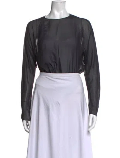 Pre-owned Donna Karan Vintage Silk Bodysuit In Grey