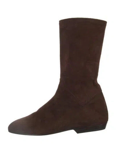 Pre-owned Donna Karan Vintage Suede Sock Boots In Brown