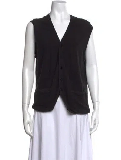 Pre-owned Donna Karan Vintage V-neck Sweater In Black