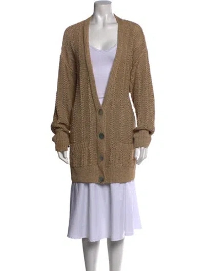 Pre-owned Donna Karan Vintage V-neck Sweater In Gold/neutrals