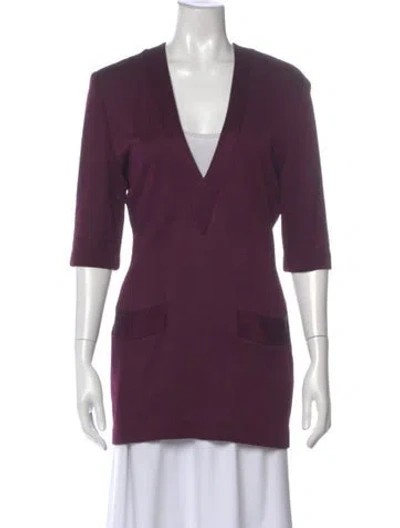 Pre-owned Donna Karan Vintage V-neck Sweater In Purple