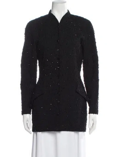 Pre-owned Donna Karan Vintage Wool Evening Jacket In Black