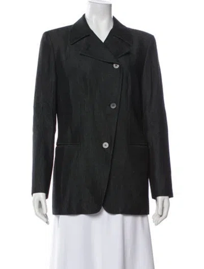 Pre-owned Donna Karan Virgin Wool Blazer In Gray