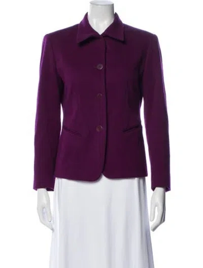 Pre-owned Donna Karan Virgin Wool Blazer In Purple