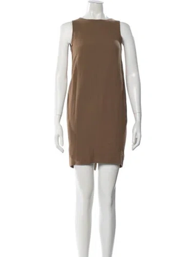 Pre-owned Donna Karan Virgin Wool Mini Dress In Brown