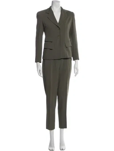 Pre-owned Donna Karan Virgin Wool Pantsuit In Green