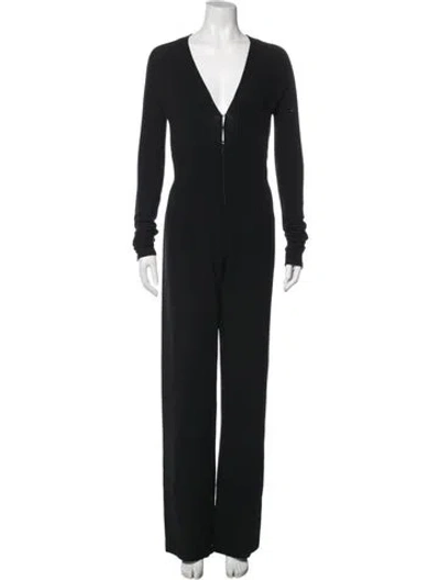 Pre-owned Donna Karan V-neck Jumpsuit In Black