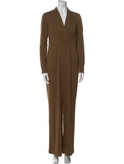 Pre-owned Donna Karan V-neck Jumpsuit In Brown