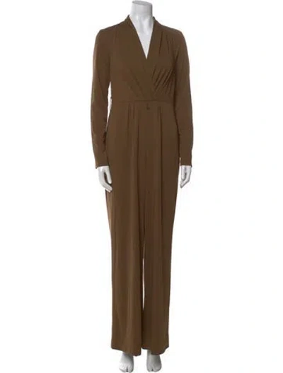 Pre-owned Donna Karan V-neck Jumpsuit In Brown