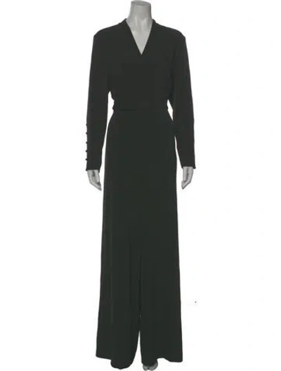 Pre-owned Donna Karan V-neck Jumpsuit In Green