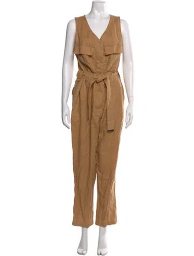 Pre-owned Donna Karan V-neck Jumpsuit In Neutral