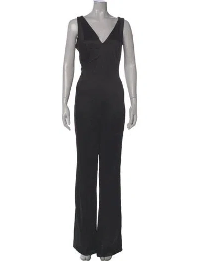 Pre-owned Donna Karan V-neck Jumpsuit W/ Tags In Black